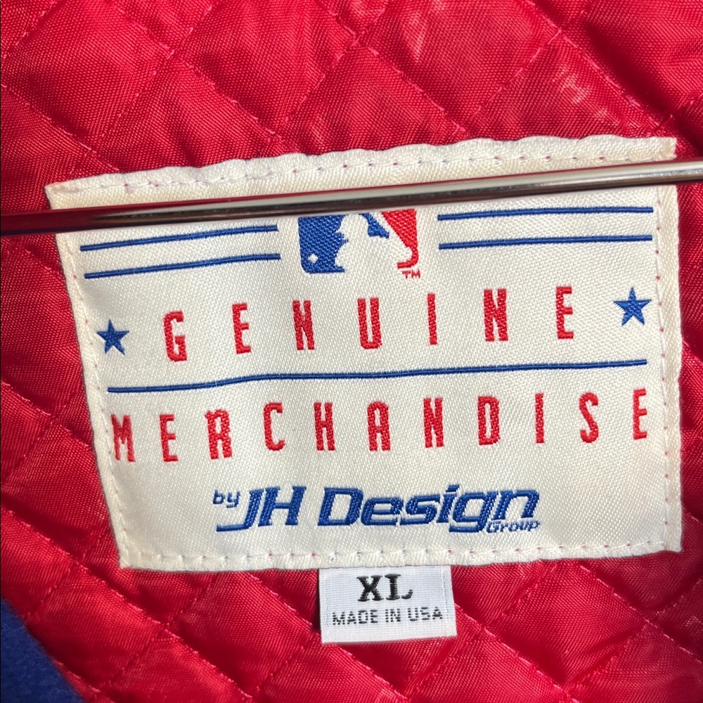 MLB Chicago Cubs JH Design Wool Blend USA Jacket With Embroided Logos Blue - Picture 6 of 14